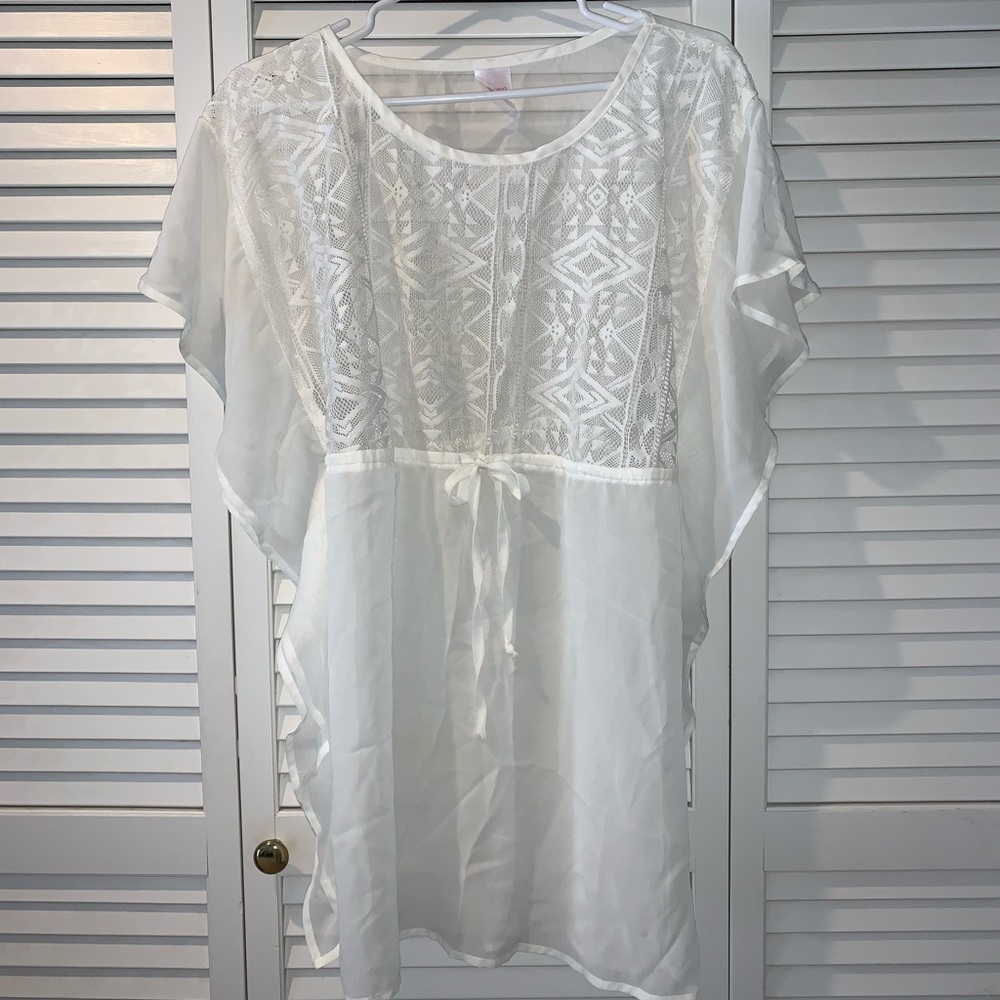 Xhilaration Cream Swim Cover-up, M